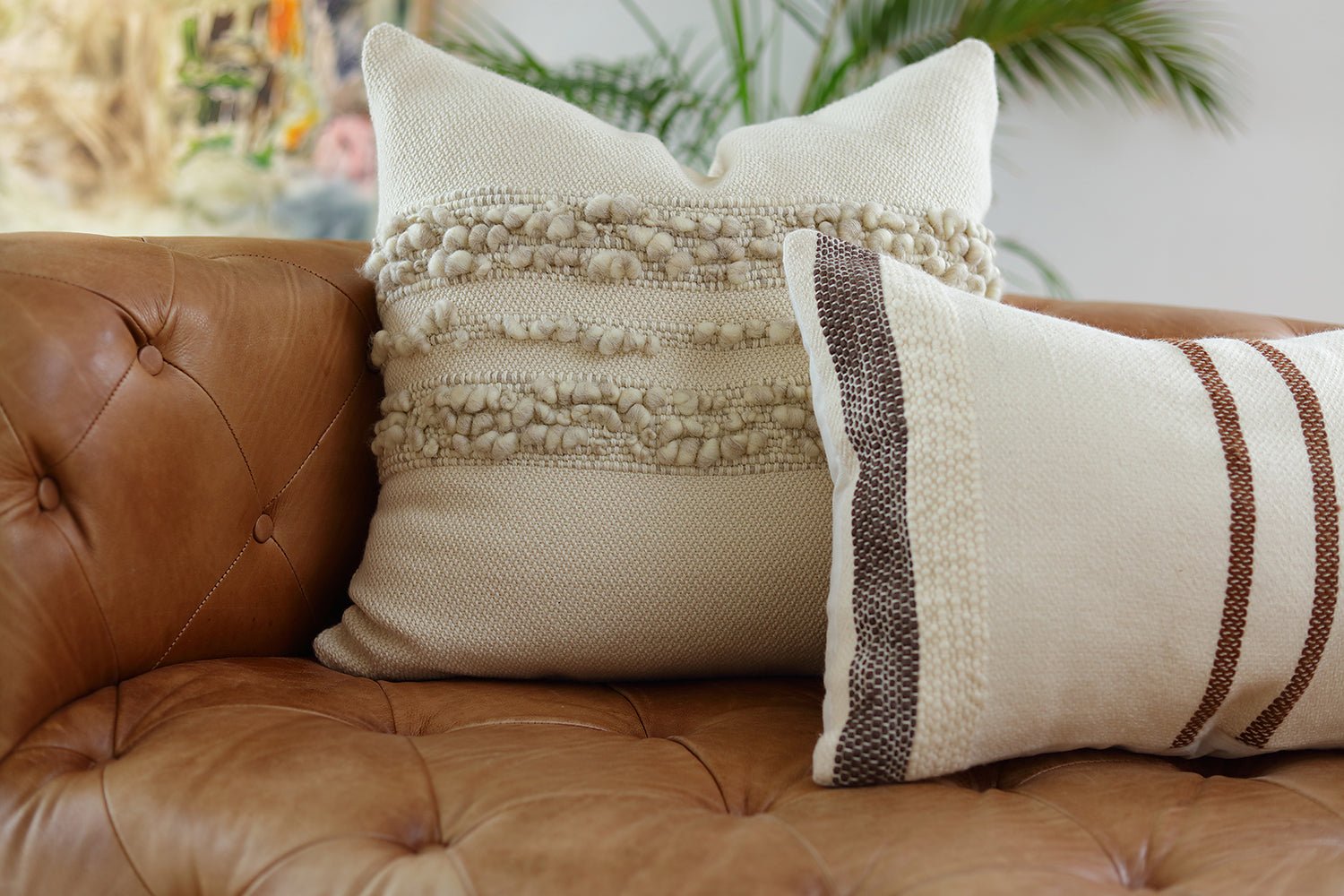Border Stripe Linen Square Pillow - Image 2